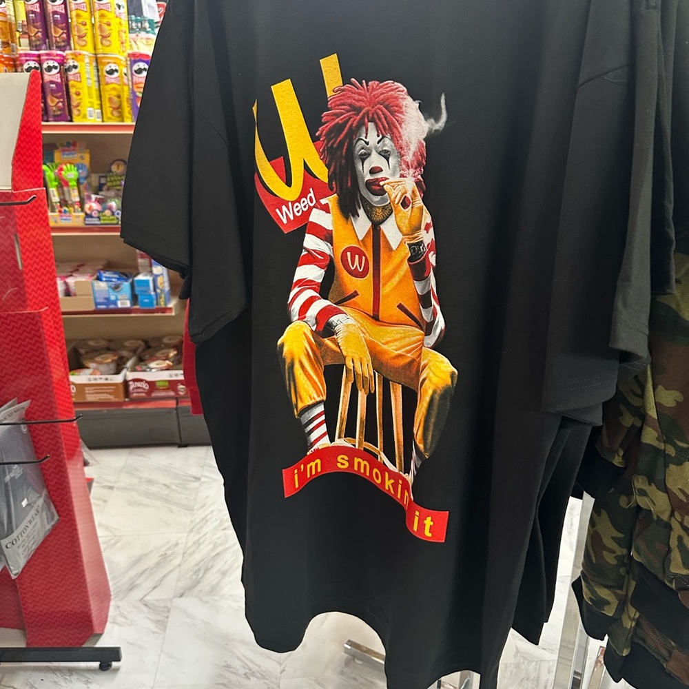 Black Graphic T-Shirt with Clown Design